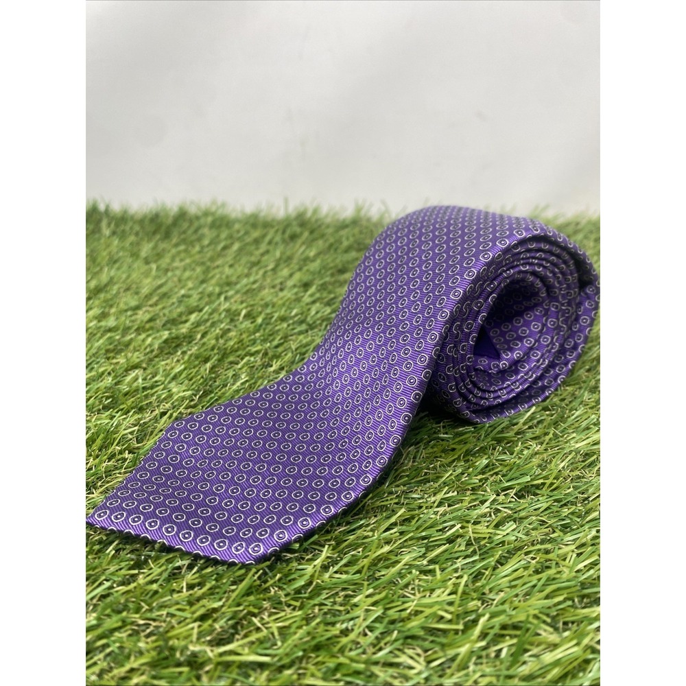 Ralph Lauren Purple Label Mens Silk Tie Italy Purple Medallion Geometric Preppy